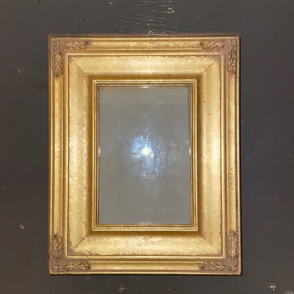 Gold patina picture frame. 7.75 height 6.25 width fit picture 4.5” by 3” picture